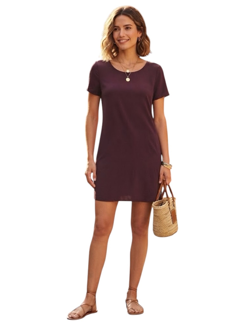 Aritzia Wilfred Free Teigen Crepe Shift Mini Dress Burgundy L
